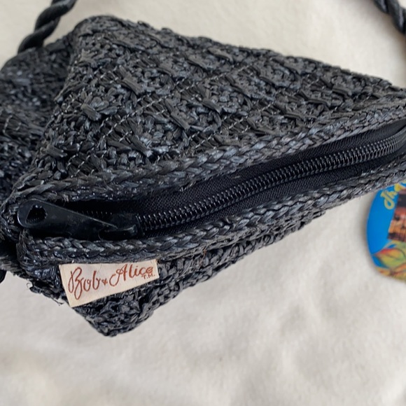 Bob & Alice Black Straw Purse Vintage 80’s NWT - Picture 6 of 8